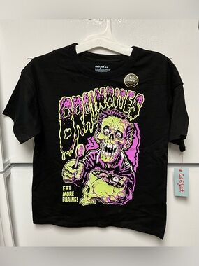 Cat & Jack Black Short-Sleeve Glow "Brainbites" Graphic Tee